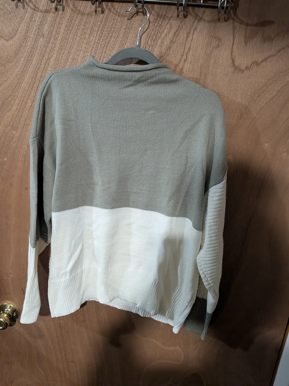 Colorblock Olive and Cream Women's Sweater